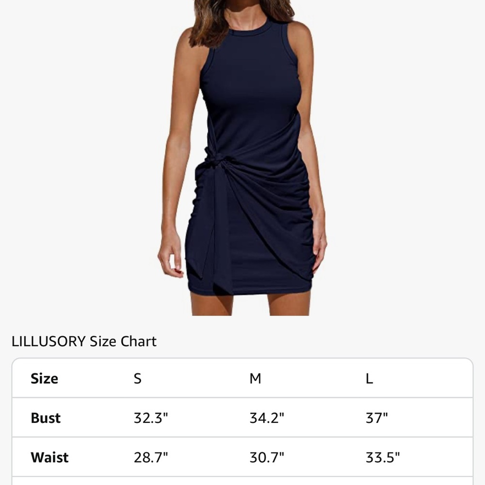 Elegant Navy Blue Sleeveless Wrap Dress S NWT - Picture 6 of 6